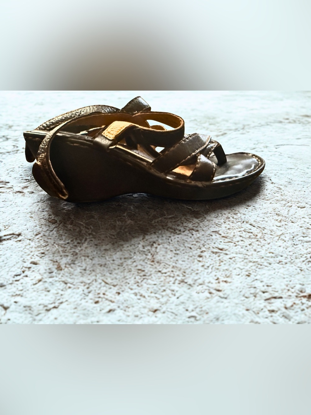 Børn Brown Leather Gladiator Thong Sandals Size 7 Comfort Shoes - Picture 2 of 6
